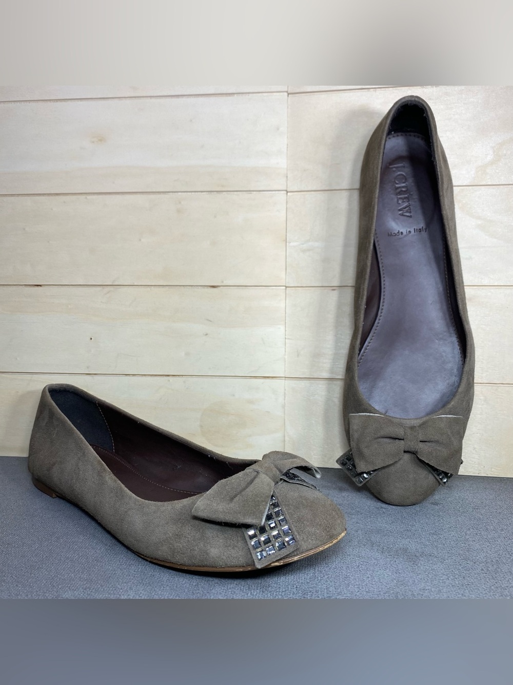 J Crew Ballet Flats Suede Leather Women's Size 8 Shoes Bow Slip-Ons - Picture 13 of 13